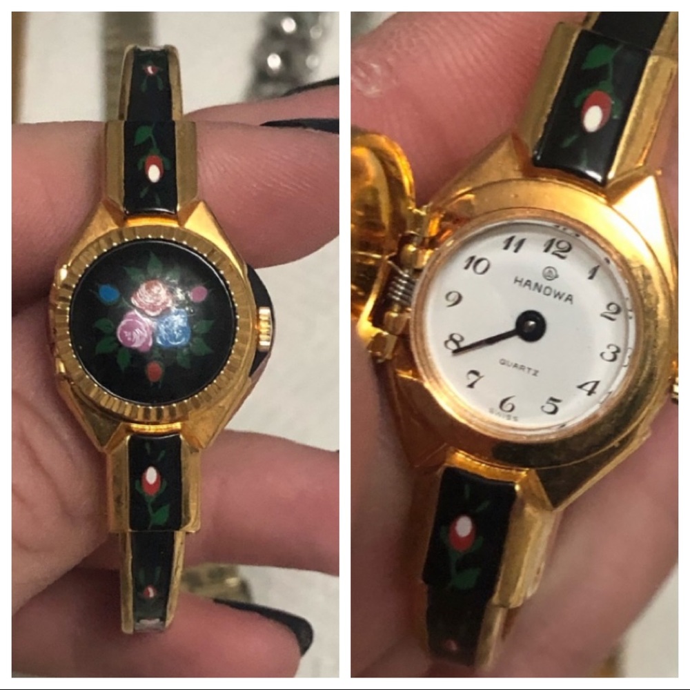 HANOWA Vintage Swiss Floral Bracelet Watch